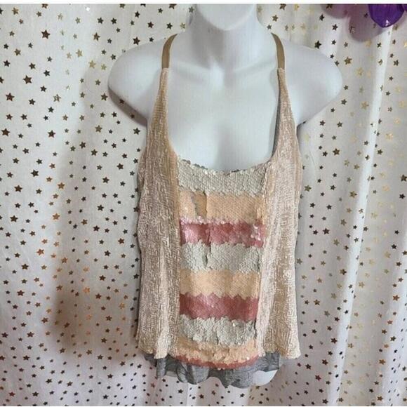 NWT Anthropologie Multicolor Sequin Tank Top Size XSmall Fully Lined - Picture 4 of 9